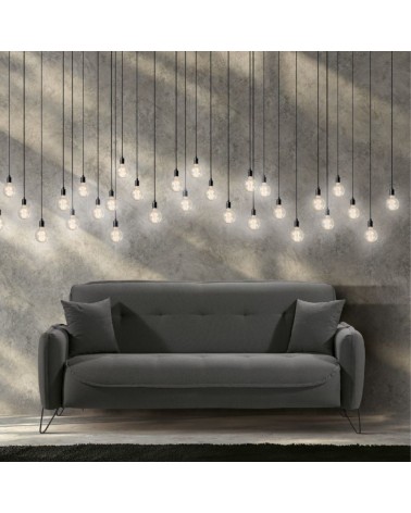Divano Crown 3 posti ecopelle effetto nuvolato grigio 07-619  215x94x98h cm.