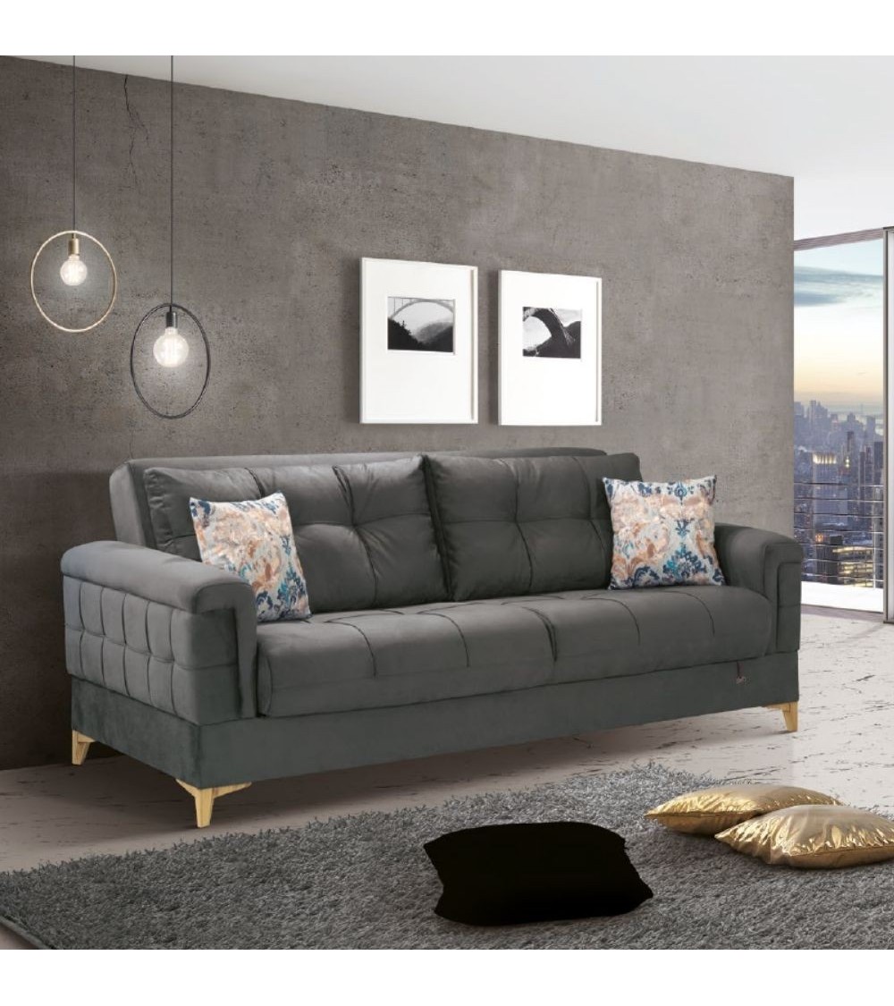 Divano letto contenitore Kemer grigio 07-814