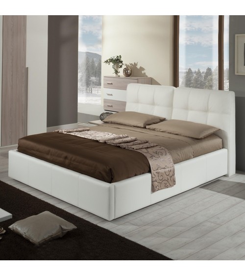 Letto matrimoniale con contenitore Melia bianco