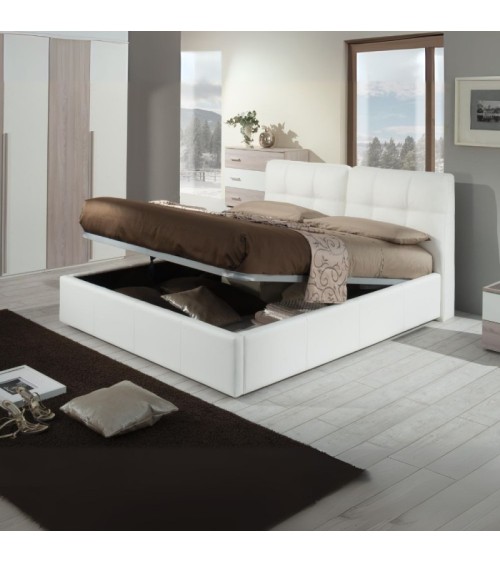 Letto matrimoniale con contenitore Melia bianco