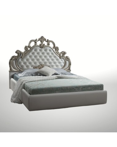 Letto matrimoniale barocco Aleksandra bianco contenitore