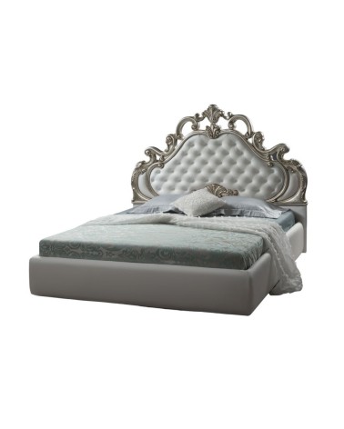 Letto matrimoniale barocco Aleksandra bianco contenitore