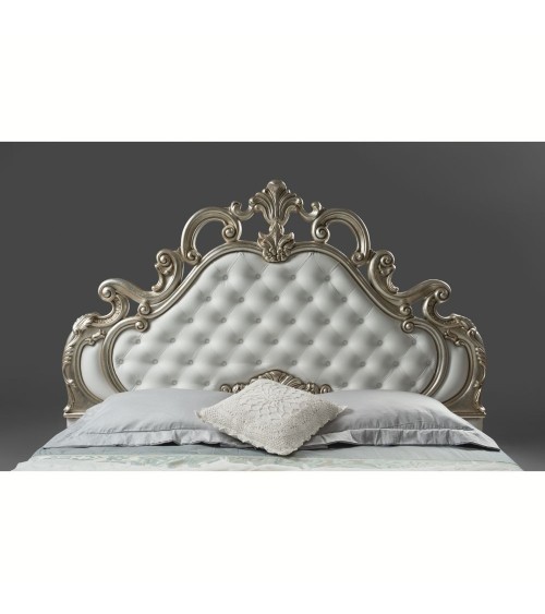 Letto matrimoniale barocco Aleksandra bianco contenitore