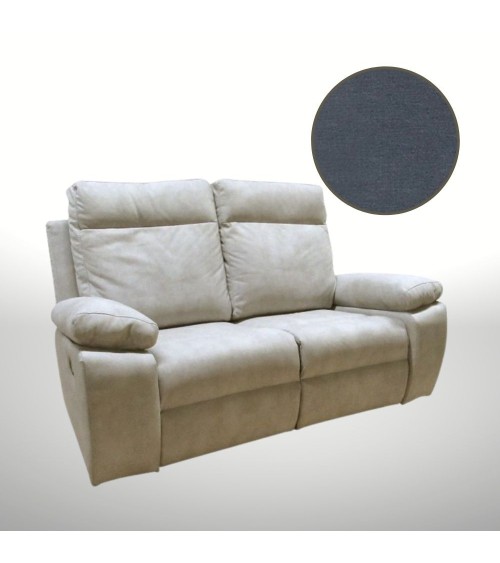 Divano Milano 2 posti 2 recliner manuali grigio Orinoco 96