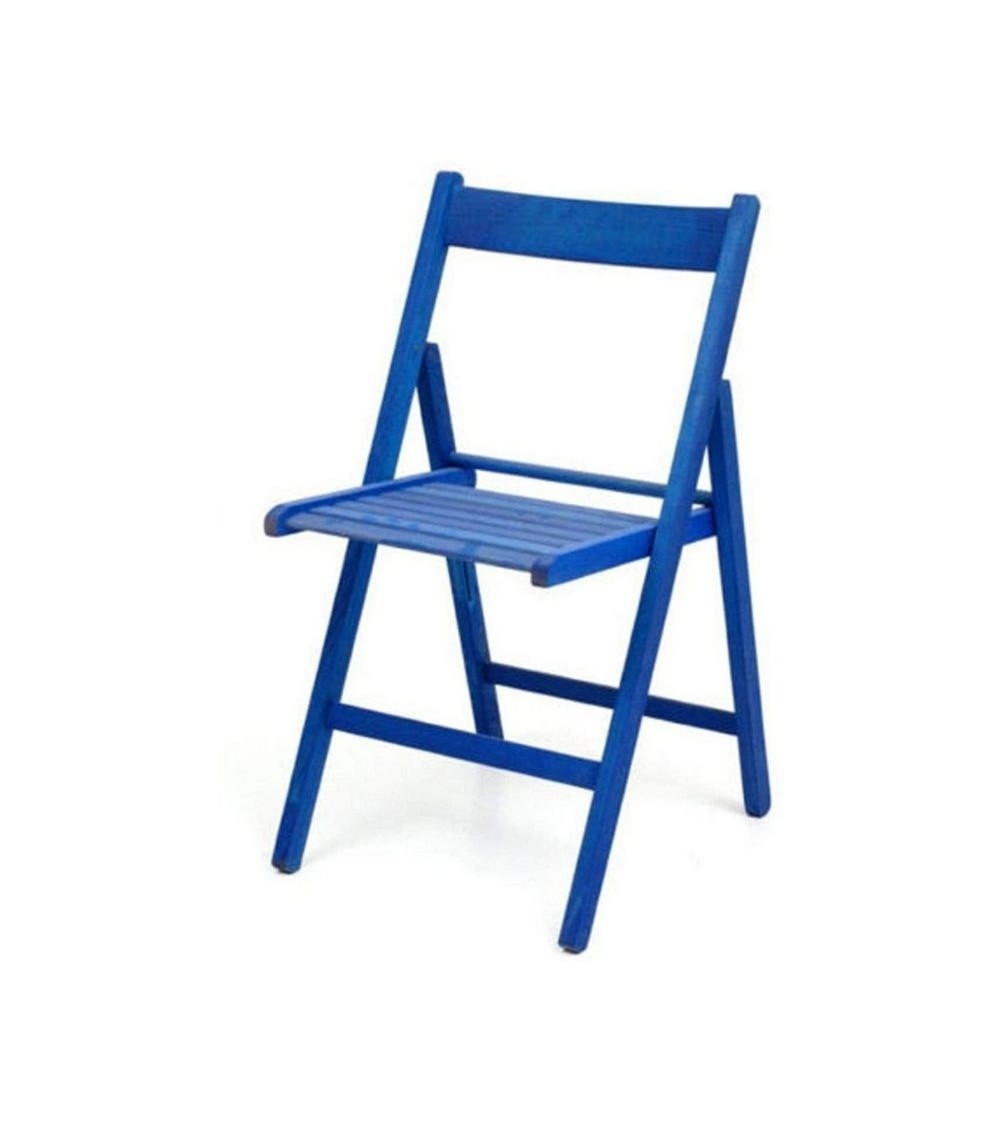 Sedia pieghevole Penelope in legno blu set 4 pezzi