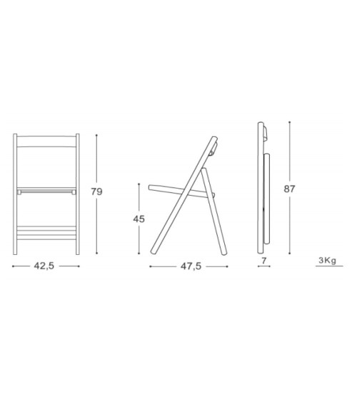 Sedia pieghevole Penelope in legno arancio set 4 pezzi