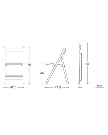 Sedia pieghevole Penelope in legno arancio set 4 pezzi