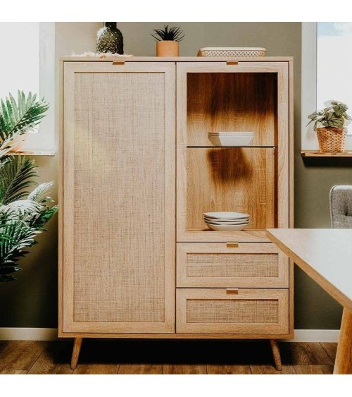 Credenza Bali 53A 2 ante e 2 cassetti effetto vimini