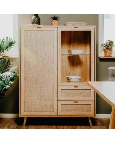 Credenza Bali 53A 2 ante e 2 cassetti effetto vimini