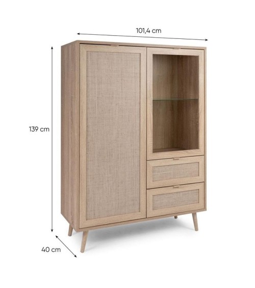 Credenza Bali 53A 2 ante e 2 cassetti effetto vimini