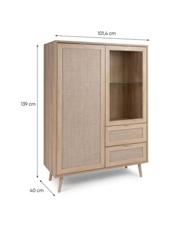 Credenza Bali 53A 2 ante e 2 cassetti effetto vimini