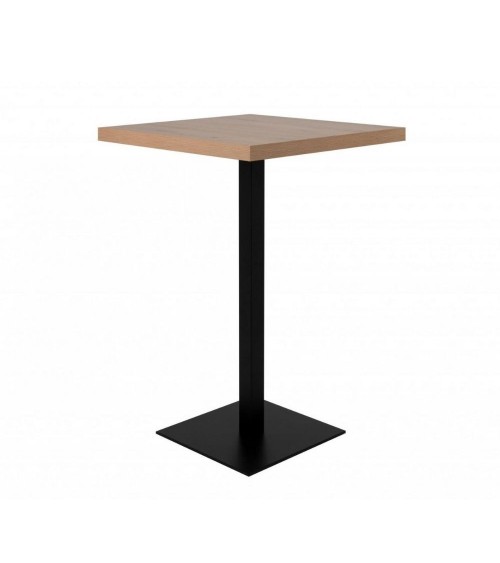 Tavolo alto Quadrato 70x70x105 h cm piano rovere e base nera