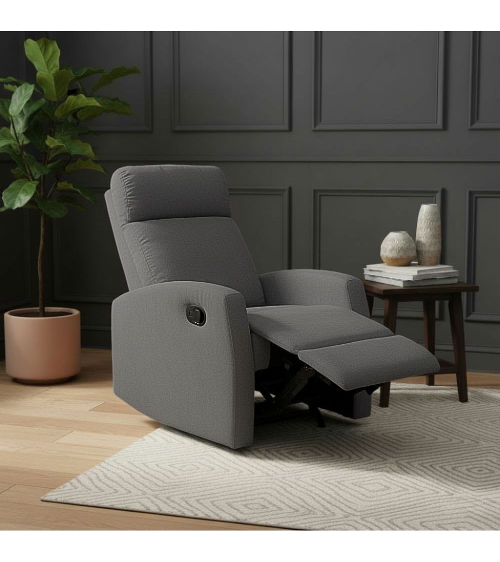 Poltrona relax Giada manuale tessuto grigio