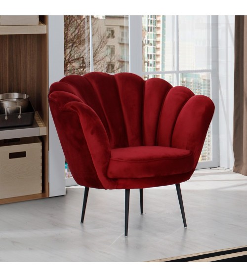 Poltrona a conchiglia Orel in velluto Riviera10 rosso