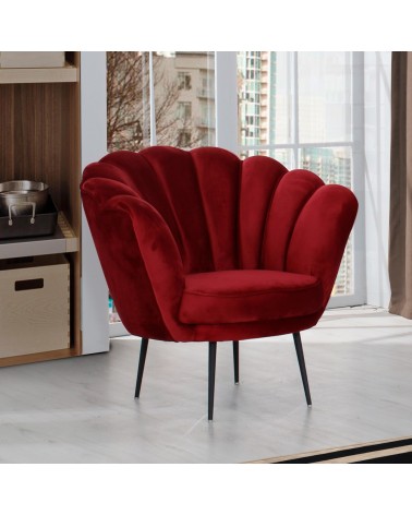 Poltrona a conchiglia Orel in velluto Riviera10 rosso