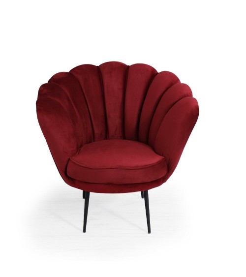 Poltrona a conchiglia Orel in velluto Riviera10 rosso