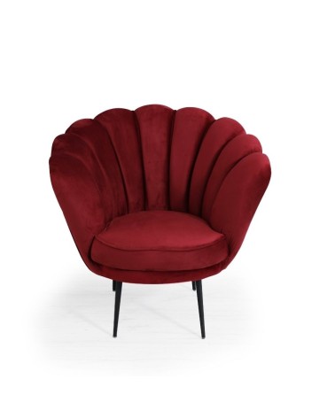 Poltrona a conchiglia Orel in velluto Riviera10 rosso