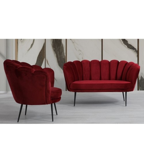 Poltrona a conchiglia Orel in velluto Riviera10 rosso