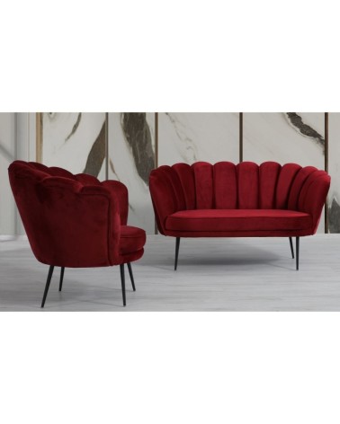 Poltrona a conchiglia Orel in velluto Riviera10 rosso
