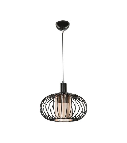 Lampada a sospensione Terla MDL3674 con struttura in ferro e diffusore in vetro