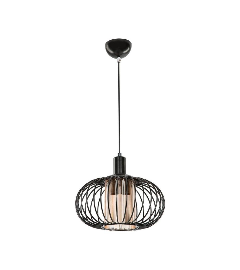 Lampada a sospensione Terla MDL3674 con struttura in ferro e diffusore in vetro