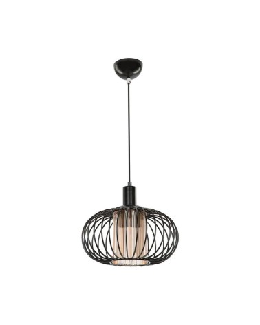 Lampada a sospensione Terla MDL3674 con struttura in ferro e diffusore in vetro