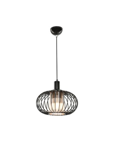Lampada a sospensione Terla MDL3674 con struttura in ferro e diffusore in vetro