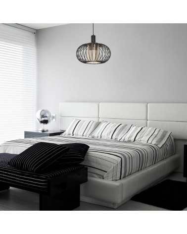 Lampada a sospensione Terla MDL3674 con struttura in ferro e diffusore in vetro