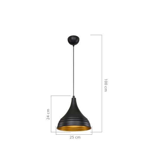 Lampada a sospensione Leda ASZ1338 in metallo nero