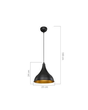 Lampada a sospensione Leda ASZ1338 in metallo nero