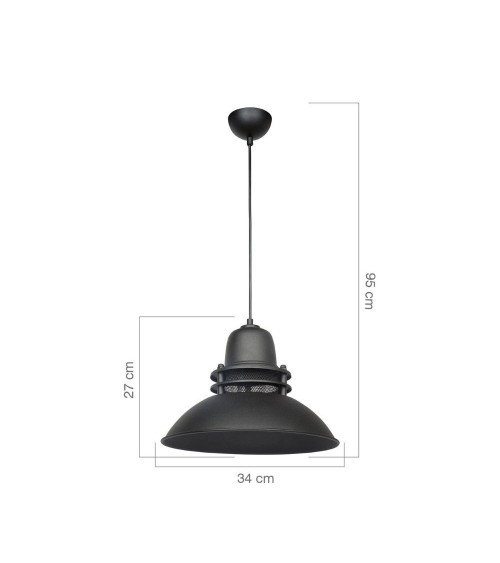 Lampada a sospensione Tibet ASZ0871 nera stile industriale