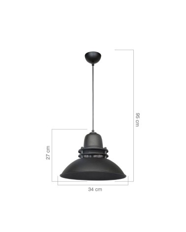 Lampada a sospensione Tibet ASZ0871 nera stile industriale
