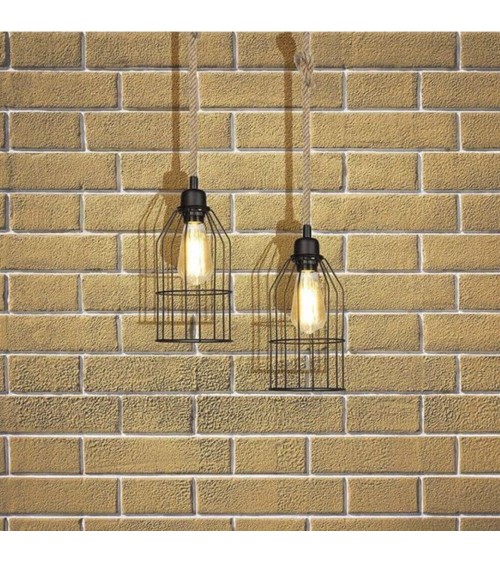 Lampada a sospensione Halat ASZ0549 in metallo nero e corda