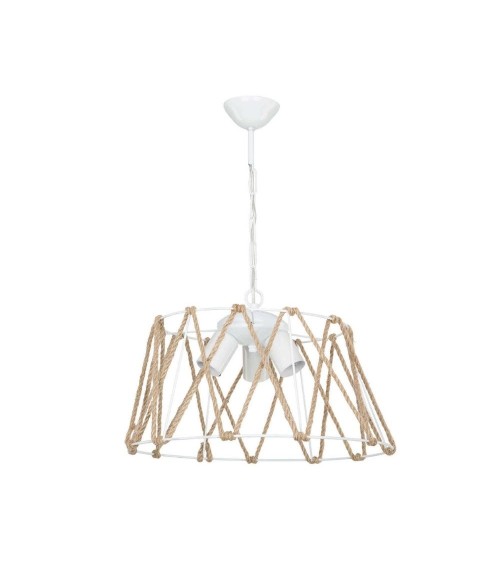 Lampada a sospensione  Evren ASZ1030 3 luci metallo bianco e corda