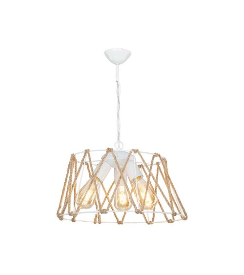Lampada a sospensione  Evren ASZ1030 3 luci metallo bianco e corda