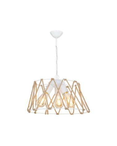 Lampada a sospensione  Evren ASZ1030 3 luci metallo bianco e corda