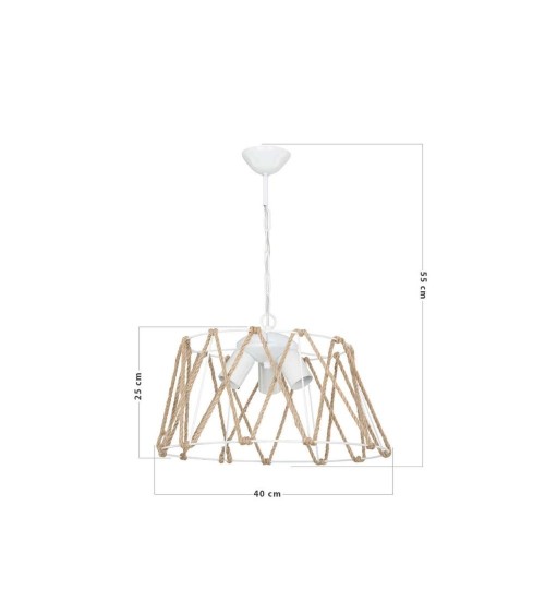 Lampada a sospensione  Evren ASZ1030 3 luci metallo bianco e corda