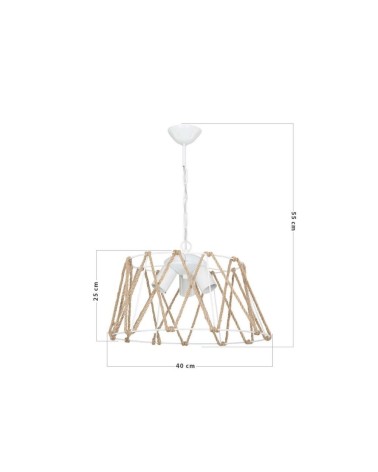 Lampada a sospensione  Evren ASZ1030 3 luci metallo bianco e corda