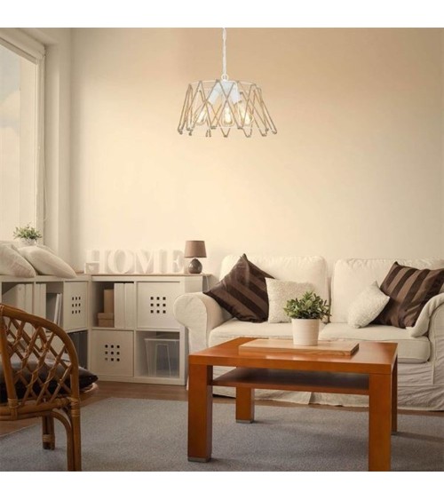 Lampada a sospensione  Evren ASZ1030 3 luci metallo bianco e corda
