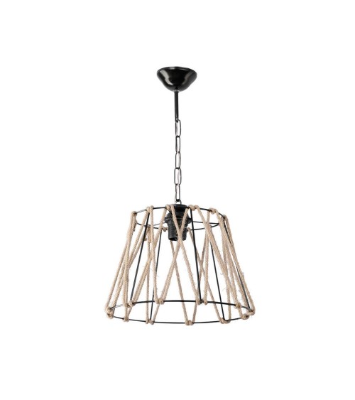 Lampada a sospensione Evren ASZ0881 metallo nero e corda