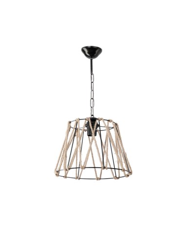 Lampada a sospensione Evren ASZ0881 metallo nero e corda