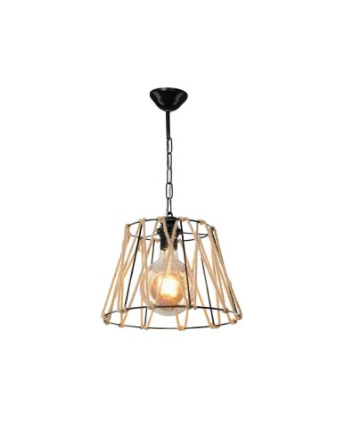 Lampada a sospensione Evren ASZ0881 metallo nero e corda
