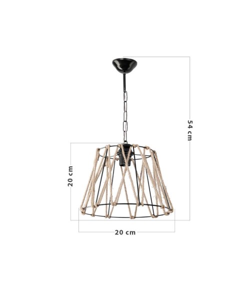 Lampada a sospensione Evren ASZ0881 metallo nero e corda