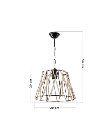 Lampada a sospensione Evren ASZ0881 metallo nero e corda