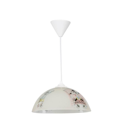 Lampada per cameretta Mufi MDL4164 vetro bianco con disegni