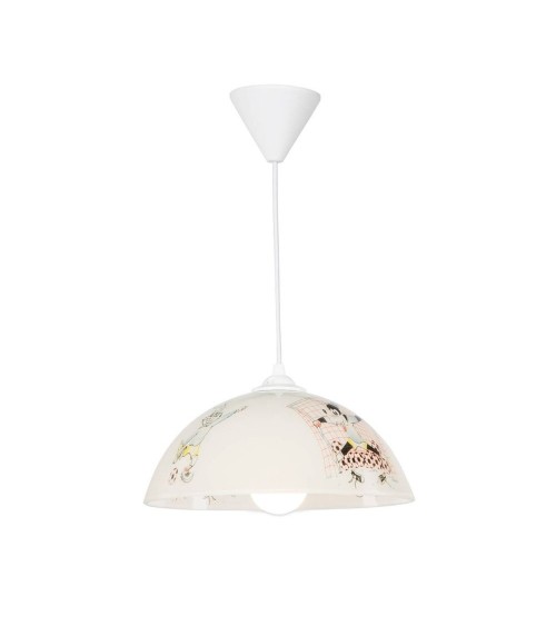 Lampada per cameretta Mufi MDL4164 vetro bianco con disegni