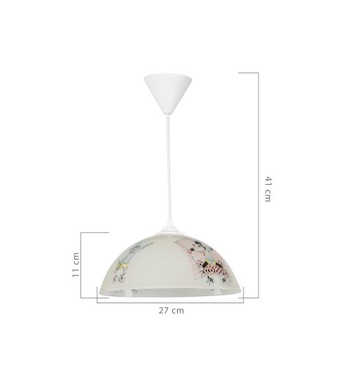 Lampada per cameretta Mufi MDL4164 vetro bianco con disegni