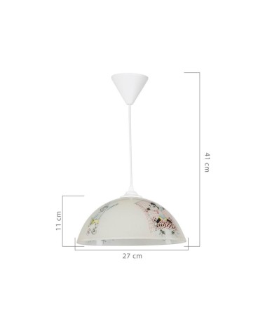 Lampada per cameretta Mufi MDL4164 vetro bianco con disegni