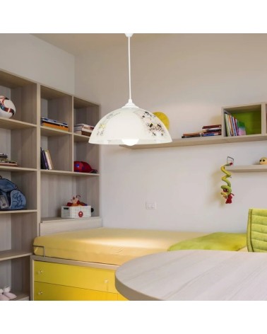 Lampada per cameretta Mufi MDL4164 vetro bianco con disegni