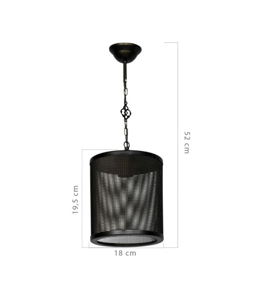 Lampada a sospensione Nadra MDL3857 in metallo reticolato nero